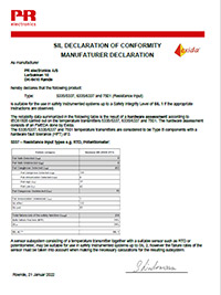 SIL DECLARATION OF CONFORMITY MANUFATURER DECLARATION